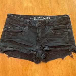 American Eagle outfitters size 2 black denim shorts super low shortie